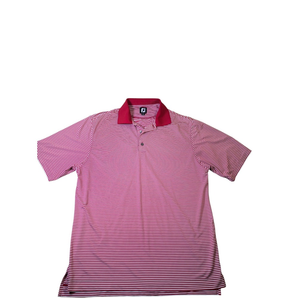 FootJoy Mens ProDry Striped Golf Polo Shirt Red White Short Sleeve FJ Logo XL - Picture 3 of 7